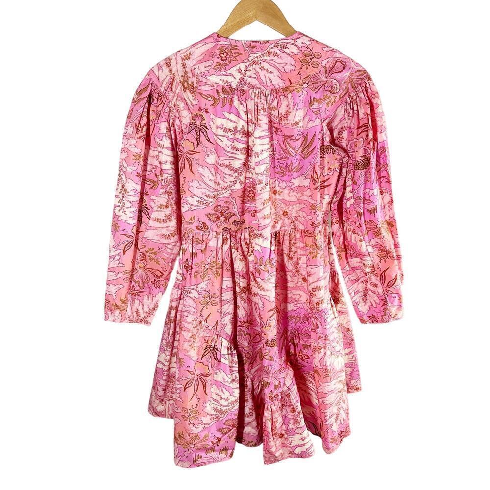Ulla Johnson Leiko Ruffled Tiered Floral Print Poplin Mini Dress Camellia Size 0 - Picture 2 of 11